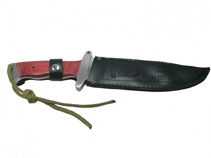 Set sabie si cutit de vanatoare, IdeallStore®, Steel Wolf, otel inoxidabil, 31 cm, argintiu [6]