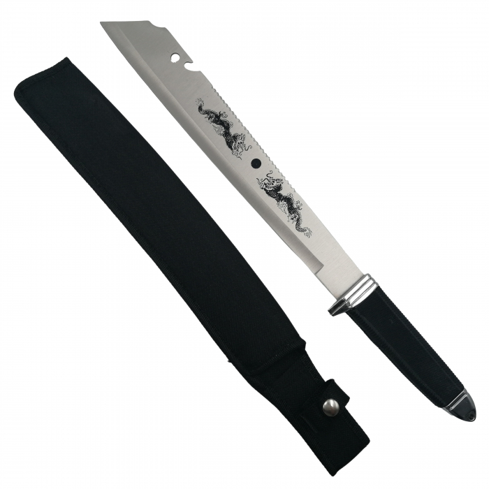 Set sabie si maceta de vanatoare, IdeallStore®, argintiu, 46 cm, teaca inclusa [2]