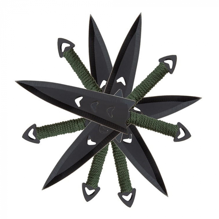 Set sase cutite de aruncat IdeallStore®, Army Fury, otel inoxidabil, 16.5 cm, negru [4]