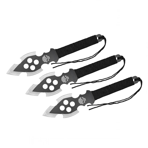 Set trei cutite de aruncare, Full Tang, 22.5 cm, otel inoxidabil, teaca inclusa [2]