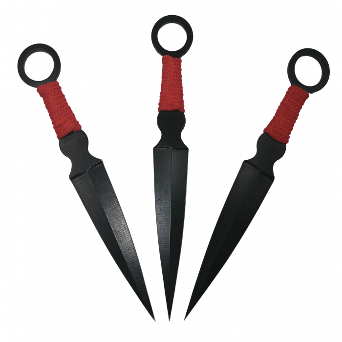 Set trei cutite de aruncat, Black Kunai, otel inoxidabil, 16 cm, teaca inclusa [2]