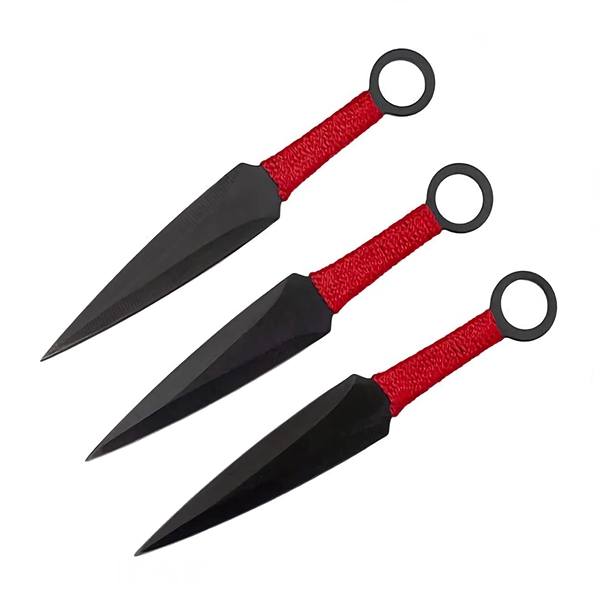 Set trei cutite de aruncat, IdeallStore®, otel inoxidabil, 16 cm, teaca inclusa [2]