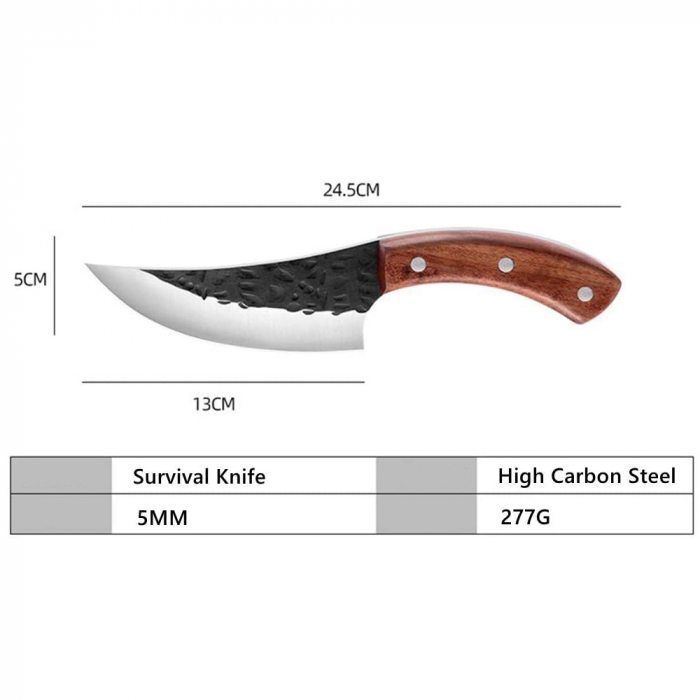 Set trei cutite macelarie IdeallStore®, lucrate manual, 24.5 cm, maro, teaca piele inclusa [5]