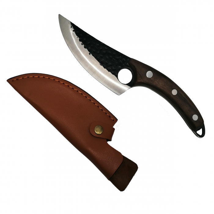 Set trei cutite macelarie IdeallStore®, lucrate manual, Cool Cook, 27.5 cm, maro, teaca inclusa [8]