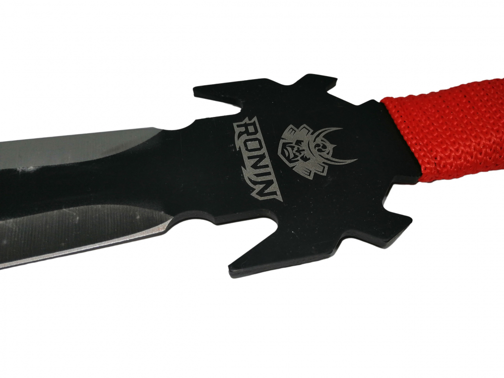 Set vanatoare IdeallStore®, sabie si set trei cutite aruncat, otel inoxidabil, negru [7]
