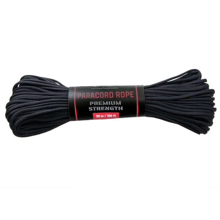 Sfoara paracord IdeallStore®, Adventure Survival, 30 metri, negru, 200 g [2]