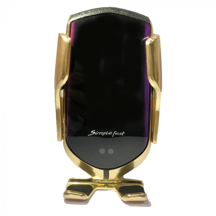 Suport auto cu incarcare rapida wireless IdeallStore®, Vrum-Vrum Friend, plastic, universal, senzor infrarosu, 13 cm, auriu [3]