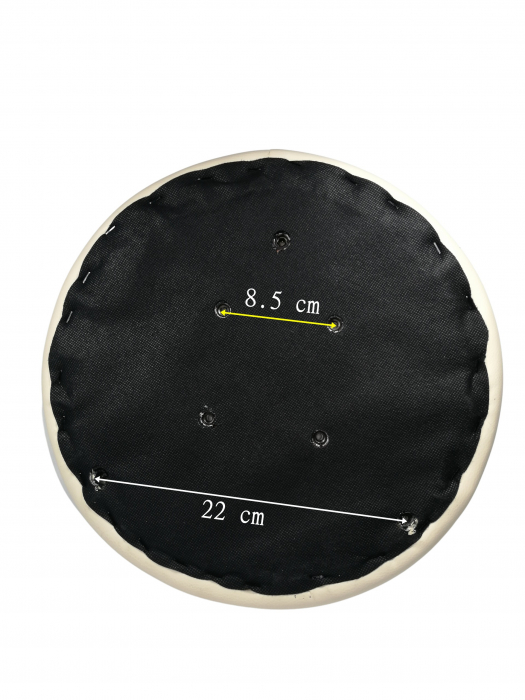 Taburet pentru scaun rotund, piele ecologica, 34 cm, bej [3]