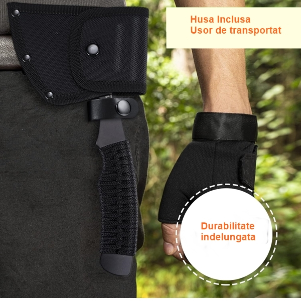 Topor IdeallStore®, Black Paracord, 22.5 cm, husa inclusa [5]