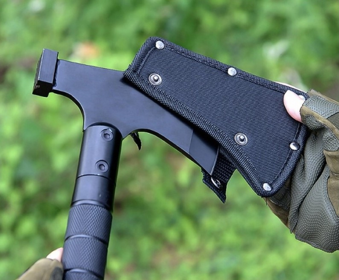 Set 2 x Topor multifunctional cu 6 piese DEPOX® , Amnar/Fluier /Cuțit/Busola , 43.5 cm , Aluminiu [10]