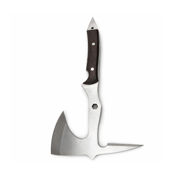 Set doua topoare multifunctionale din otel cu maner ergonomic si spargator geam, 53 cm, maro [8]