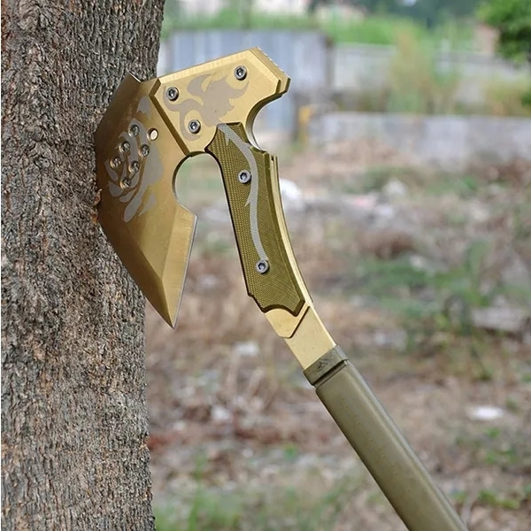 Topor survivor, IdeallStore®, Jeep Gold, 40 cm, auriu, teaca inclusa [5]