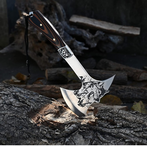Topor vanatoare, Wolf Wood, otel inoxidabil, 33 cm, teaca inclusa [5]