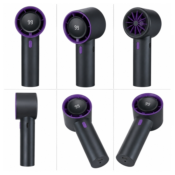 Ventilator Turbo Portabil DEPOX®, 99 Viteze cu Afișaj LED – Reîncărcabil USB, negru [3]