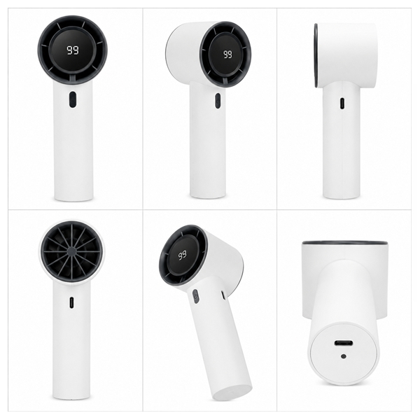 Ventilator Turbo Portabil DEPOX®, 99 Viteze cu Afișaj LED – Reîncărcabil USB, alb [2]