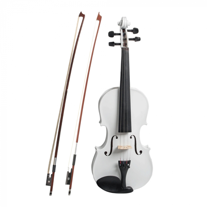 Vioara clasica din lemn IdeallStore®, Marime 4/4,doua arcusuri, alba, toc inclus [3]
