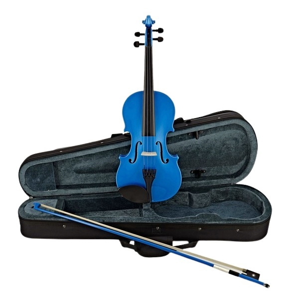 Set vioara clasica si arcus 1/8 suplimentar, DEPOX®, marime 4/4, lemn, albastra, toc din material [3]