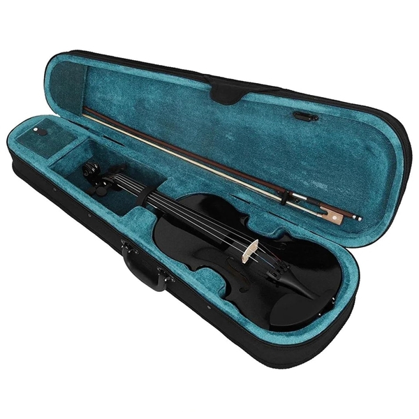 Set vioară clasică din lemn pentru copii 1/8 si set corzi, DEPOX®, 43 cm, finisaj lucios negru [2]