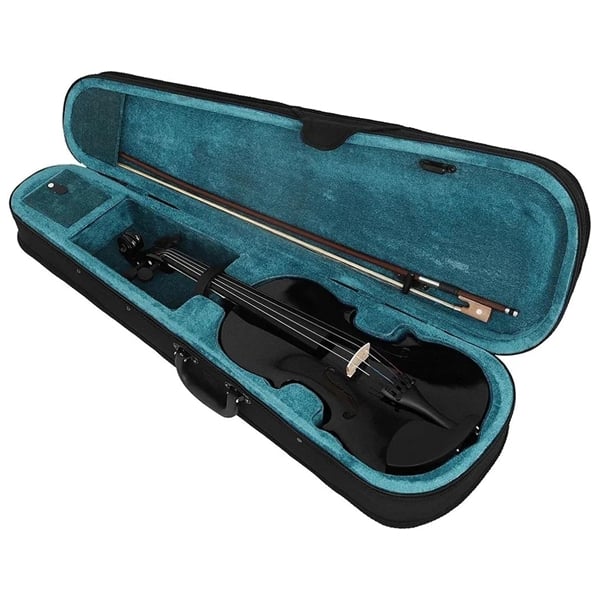 Set vioară clasică din lemn pentru copii 1/8 si doua seturi corzi, DEPOX®, 43 cm, finisaj lucios negru [3]