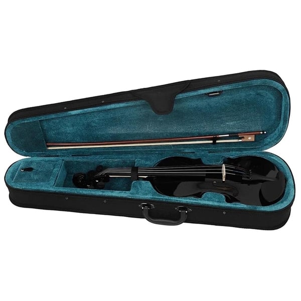 Set vioară clasică din lemn pentru copii 1/8, doua seturi corzi si arcus 1/8, DEPOX®, 43 cm, finisaj lucios negru [6]