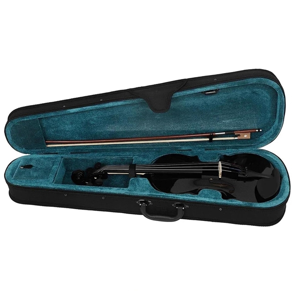 Set vioară clasică din lemn pentru copii 1/8 si doua seturi corzi, DEPOX®, 43 cm, finisaj lucios negru [6]