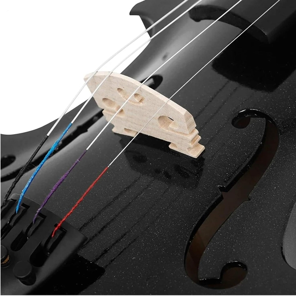 Set vioară clasică din lemn pentru copii 1/8 si doua seturi corzi, DEPOX®, 43 cm, finisaj lucios negru [10]