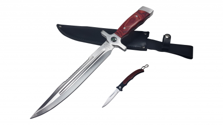 Cutite vanatoare - Cutit de vanatoare IdeallStore®, USA SABER, cu busola, teaca piele si briceag de buzunar