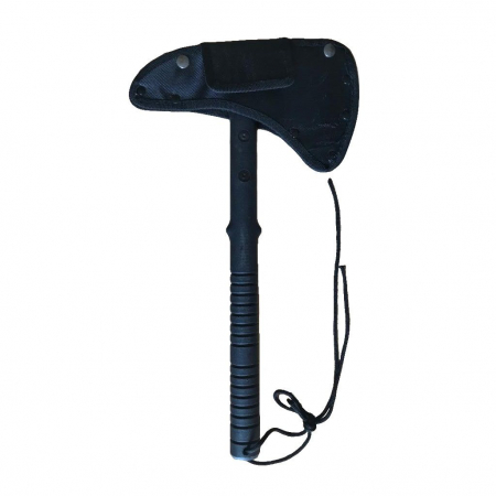 Set de supravietuire IdeallStore®, Double Trouble, topor si cutit cu tais dublu, otel inoxidabil, negru [2]