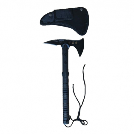 Set camping Ideallstore, topor Pirate Skull si cutit cu tais dublu, otel inoxidabil, negru [3]