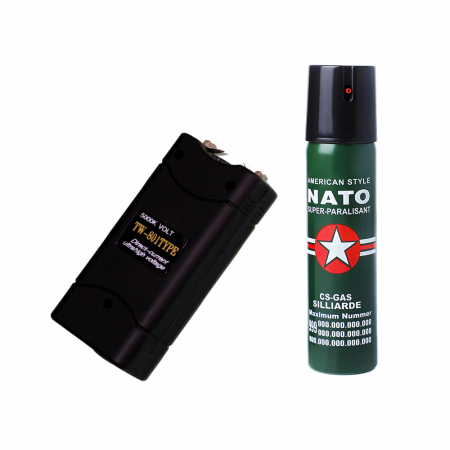 SPORT & TIMP LIBER - Set autoaparare, electrosoc 800T si spray NATO 60 ml