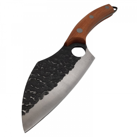 Cutit-satar, japonez, IdeallStore®, forjat manual, full tang 27 cm, otel inoxidabil, maner lemn, husa piele [2]