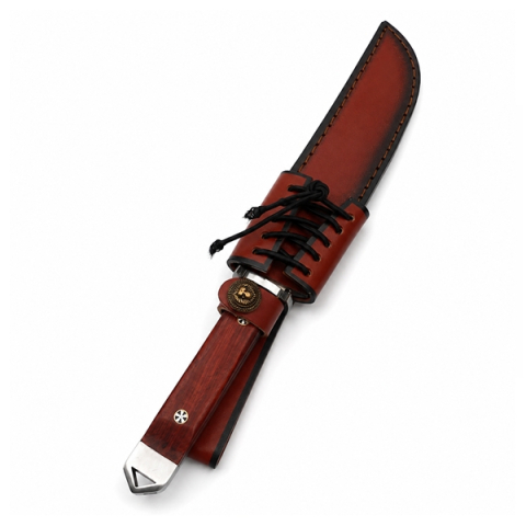 Cutit de vanatoare, DEPOX®, teaca piele, maner lemn, 35 cm [3]