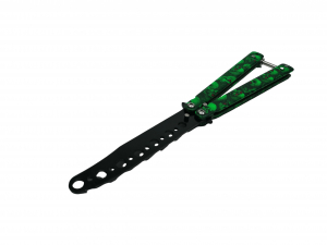Briceag fluture IdeallStore®, Happy Green Skulls, pentru antrenament, 22 cm [1]