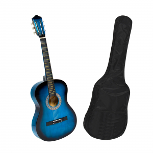 Chitare clasice - Chitara clasica din lemn 95 cm, albastra, husa nylon cadou