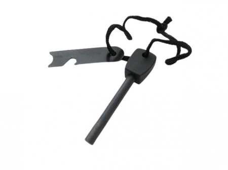 Amnar pentru camping IdeallStore®, Ultimate Survival, otel inoxidabil, 10 cm, negru, fluier inclus [1]