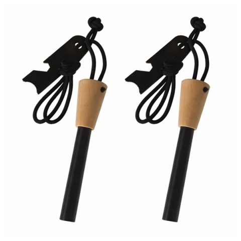 Accesori camping & drumetii - Set 2 x amnar supraviețuire robust cu mâner lemn și racletă multifuncțională, DEPOX®, lemn, 11 cm