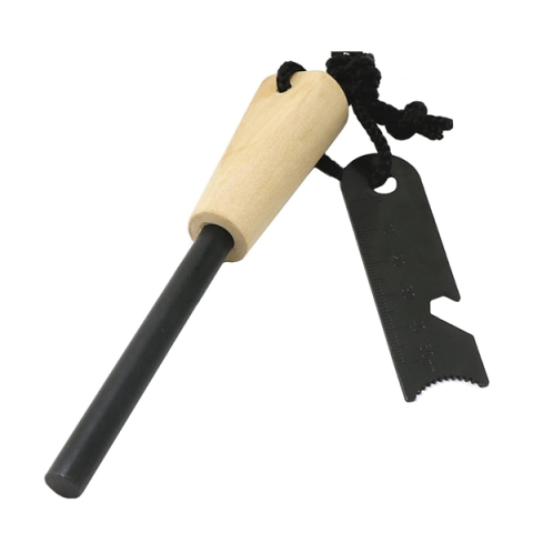 Set 2 x amnar supraviețuire robust cu mâner lemn și racletă multifuncțională, DEPOX®, lemn, 12 cm [1]