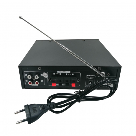 Amplificator bluetooth digital, tip Statie, 2x80 W, intrari USB-SD, doua intrari microfon [5]