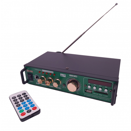 Echipamente petrecere - Amplificator digital IdeallStore®, BT-680 Experience, tip Statie, 2x10 W, Bluetooth, telecomanda, intrari USB, SD CARD, microfon