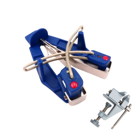 Ascutitoare si seturi de ascutire cutite - Dispozitiv Ascutit Cutite Sharp Easy si Mini Menghina din Fonta, prindere de masa, set 2 in 1, Albastru/Gri