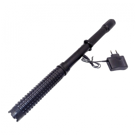 Set baston cu electrosoc extensibil si spray paralizan chili DEPOX®, negru, full metalic, 49 cm /60 ml [4]
