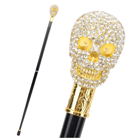 Baston de mers, decorativ, DEPOX®, Cap de craniu, metalic, 90 cm, negru [2]