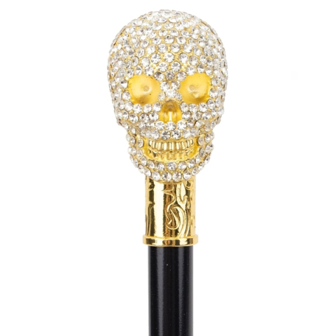 Baston de mers, decorativ, DEPOX®, Cap de craniu, metalic, 90 cm, negru [1]