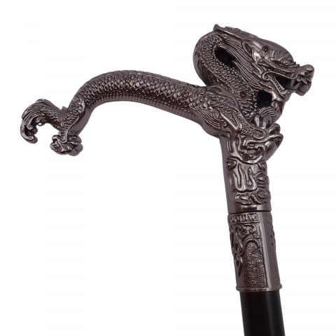 Baston decorativ IdeallStore®, Dragon Stance, metalic, sabie interioara, 90.5 cm, negru [2]