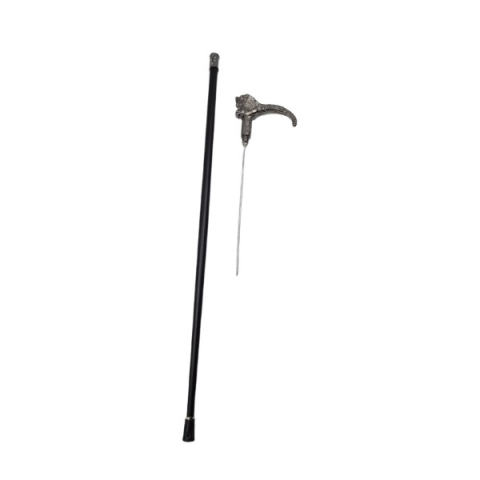 Accesorii decorative - Baston decorativ, Lion Stance, metalic, sabie interioara, 90 cm, negru
