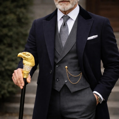 Baston de mers, decorativ, DEPOX®, Vultur, metalic, 90 cm, negru [3]