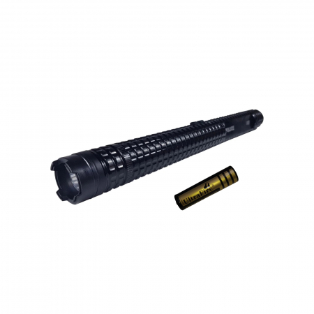 Electrosoc - Baston electrosoc si lanterna IdeallStore®, Police X8, metalic, 35 cm, negru, acumulator inclus