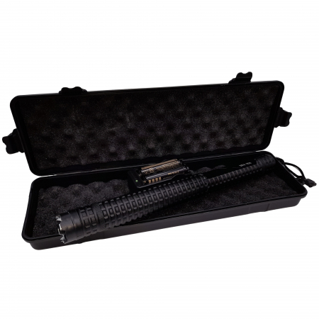 Set baston electrosoc, lanterna si spray paralizant chili DEPOX®, metalic, 35 cm/60 ml, negru, cutie inclusa [2]