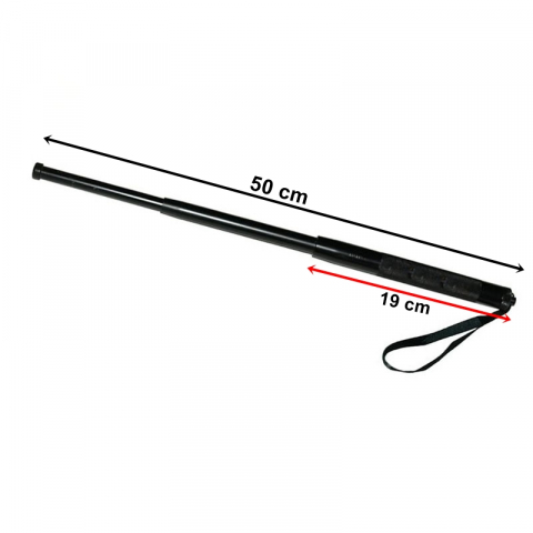 Baston telescopic 50 cm, negru, 3 sectiuni, husa cadou [2]
