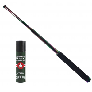 Seturi & accesorii autoaparare - Baston telescopic 65 cm, rainbow, cadou spray NATO 60 ml